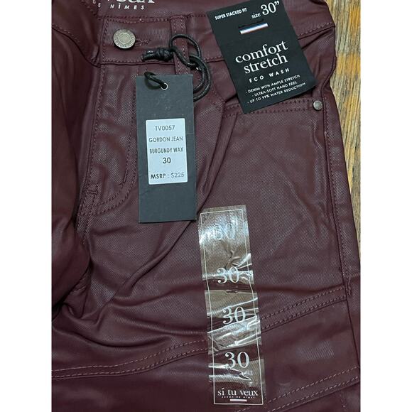 Si Tu Veux Gordon Jean’s Burgundy Wax Superstack  Size 30 - Picture 4 of 6